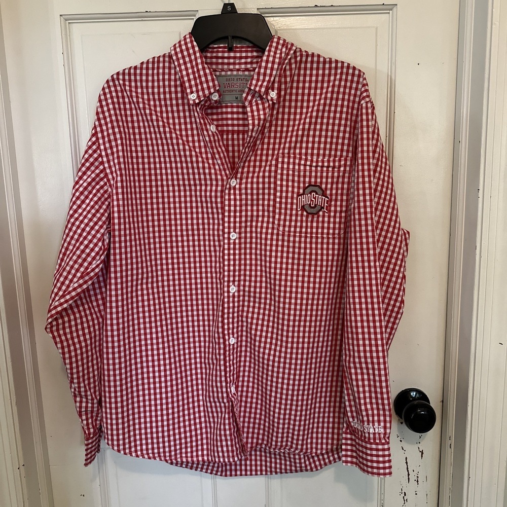Varsity OSU Ohio State Buckeyes Long Sleeve Cotton Check Shirt Men's Medium